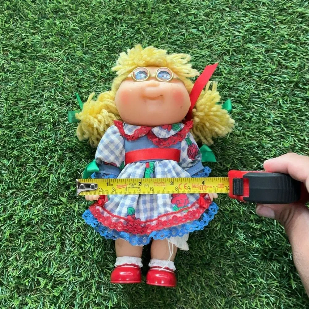 Vintage Cabbage Patch Kids Doll Blonde Glasses Dress Red Shoes 9” Coleco Style